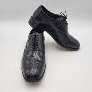 Florsheim Mens Lexington Black Leather Wingtip Oxford Dress Shoe Size 8.5 D VTG